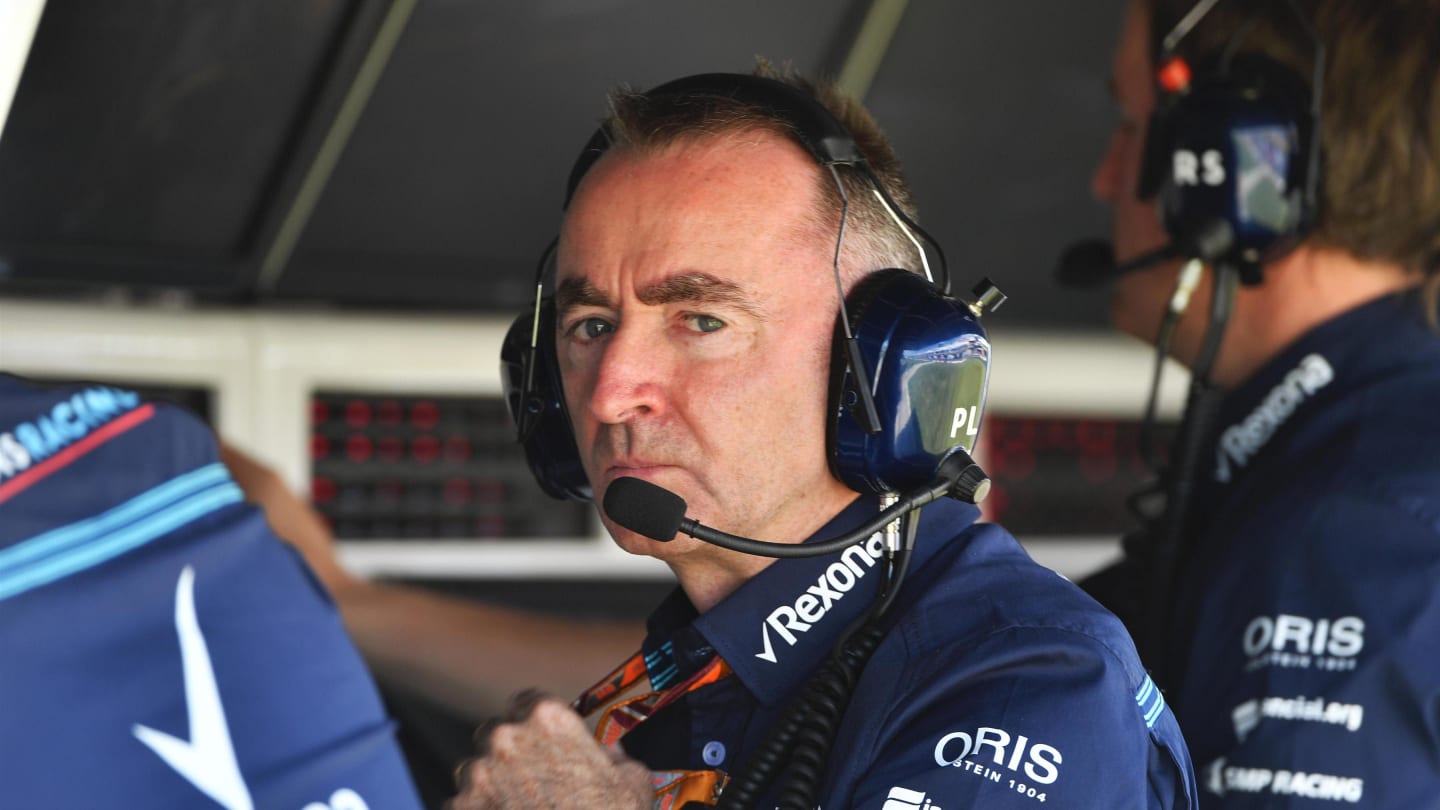 Paddy Lowe (GBR) Williams Shareholder and Technical Director on the Williams pit wall gantry at