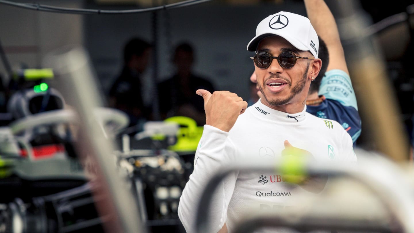 Pole sitter Lewis Hamilton (GBR) Mercedes-AMG F1 celebrates in parc ferme at Formula One World Championship, Rd8, French Grand Prix, Qualifying, Paul Ricard, France, Saturday 23 June 2018. © Manuel Goria/Sutton Images
