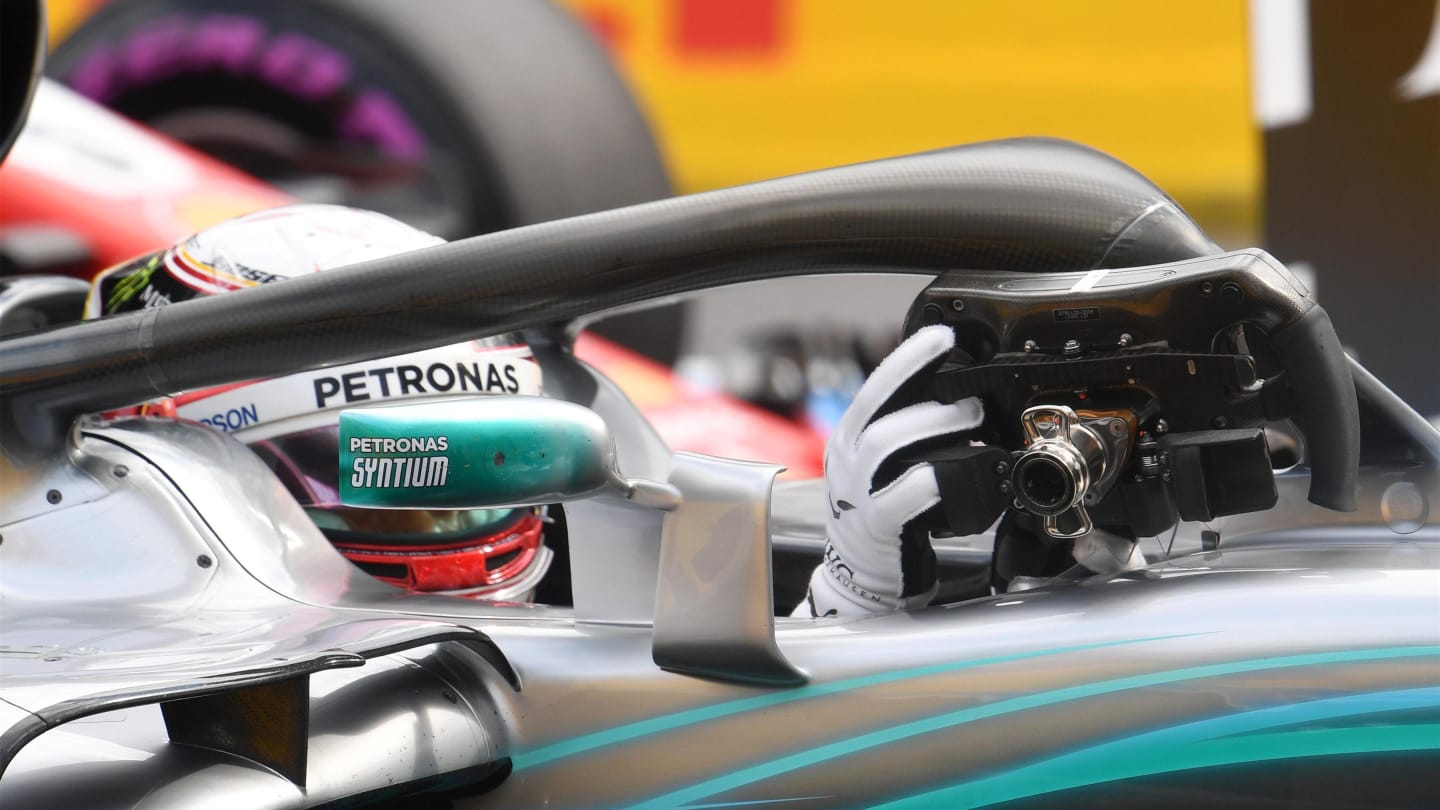Lewis Hamilton (GBR) Mercedes-AMG F1 W09 EQ Power+ in parc ferme at Formula One World Championship, Rd8, French Grand Prix, Qualifying, Paul Ricard, France, Saturday 23 June 2018. © Mark Sutton/Sutton Images
