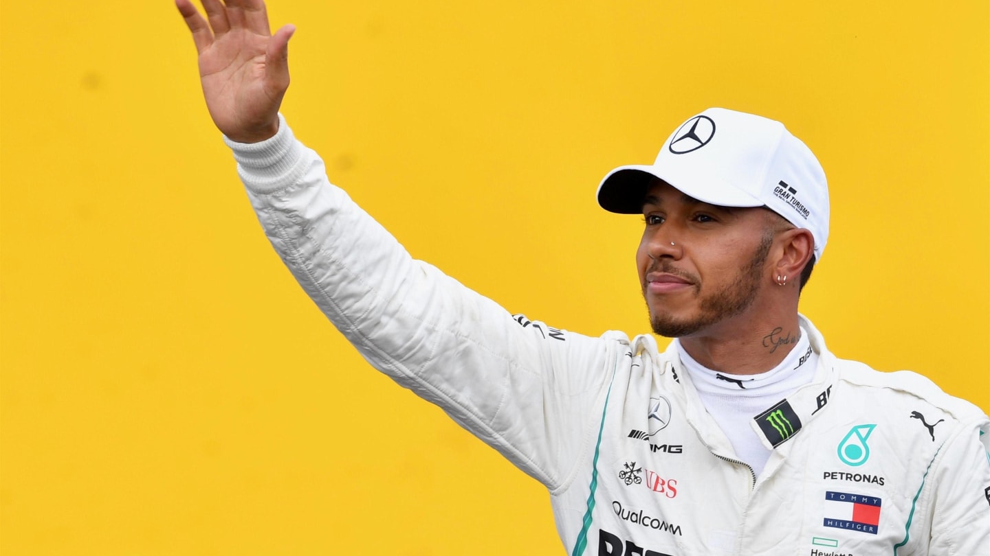 Lewis Hamilton (GBR) Mercedes-AMG F1 celebrates in parc ferme at Formula One World Championship,