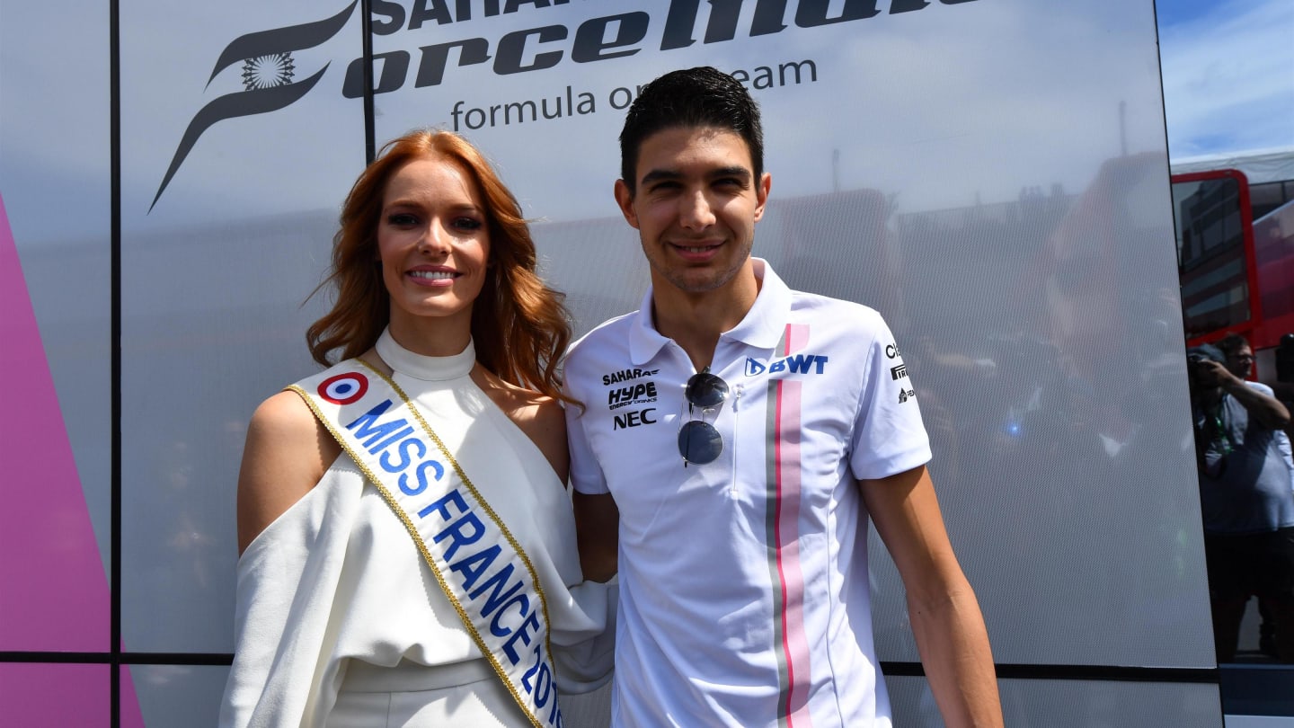 Esteban Ocon (FRA) Force India F1 and Miss France at Formula One World Championship, Rd8, French Grand Prix, Race, Paul Ricard, France, Sunday 24 June 2018. © Jerry Andre/Sutton Images