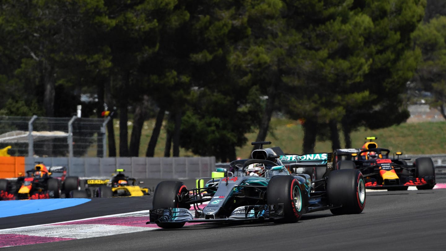 Lewis Hamilton (GBR) Mercedes-AMG F1 W09 EQ Power+ leads at Formula One World Championship, Rd8,