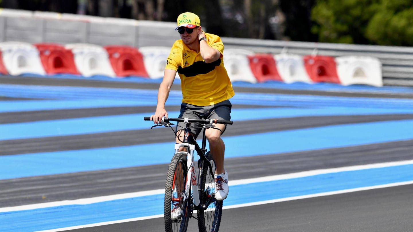 Nico Hulkenberg (GER) Renault Sport F1 Team cycles the track at Formula One World Championship, Rd8, French Grand Prix, Preparations, Paul Ricard, France, Thursday 21 June 2018. © Jerry Andre/Sutton Images