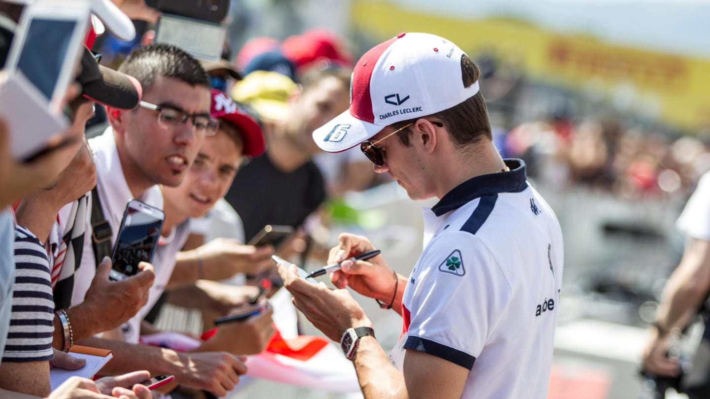 Charles Leclerc (MON) Alfa Romeo Sauber F1 Team signs autographs for the fans at Formula One World Championship, Rd8, French Grand Prix, Preparations, Paul Ricard, France, Thursday 21 June 2018. © Manuel Goria/Sutton Images