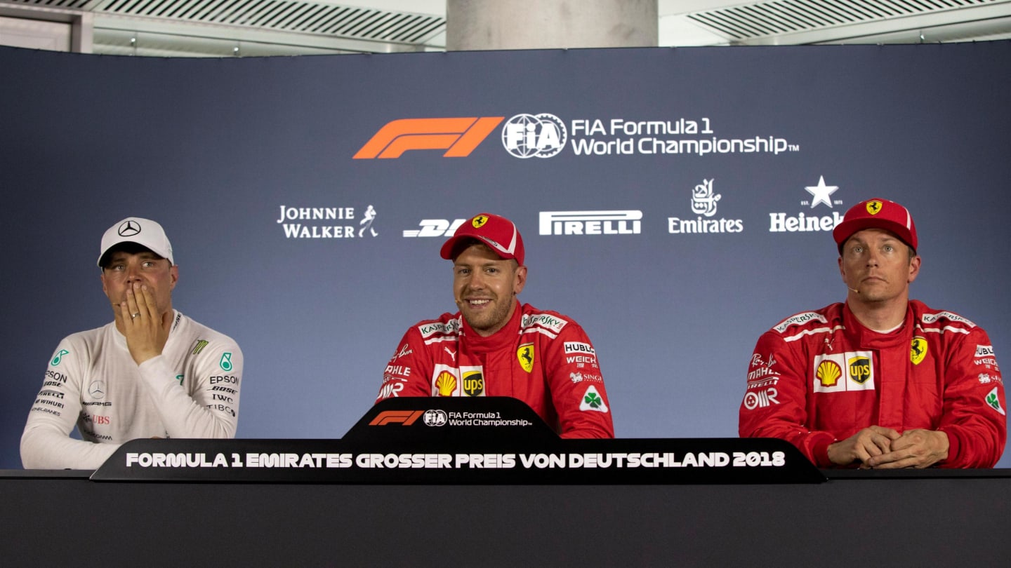 (L to R): Valtteri Bottas (FIN) Mercedes-AMG F1, Sebastian Vettel (GER) Ferrari and Kimi Raikkonen