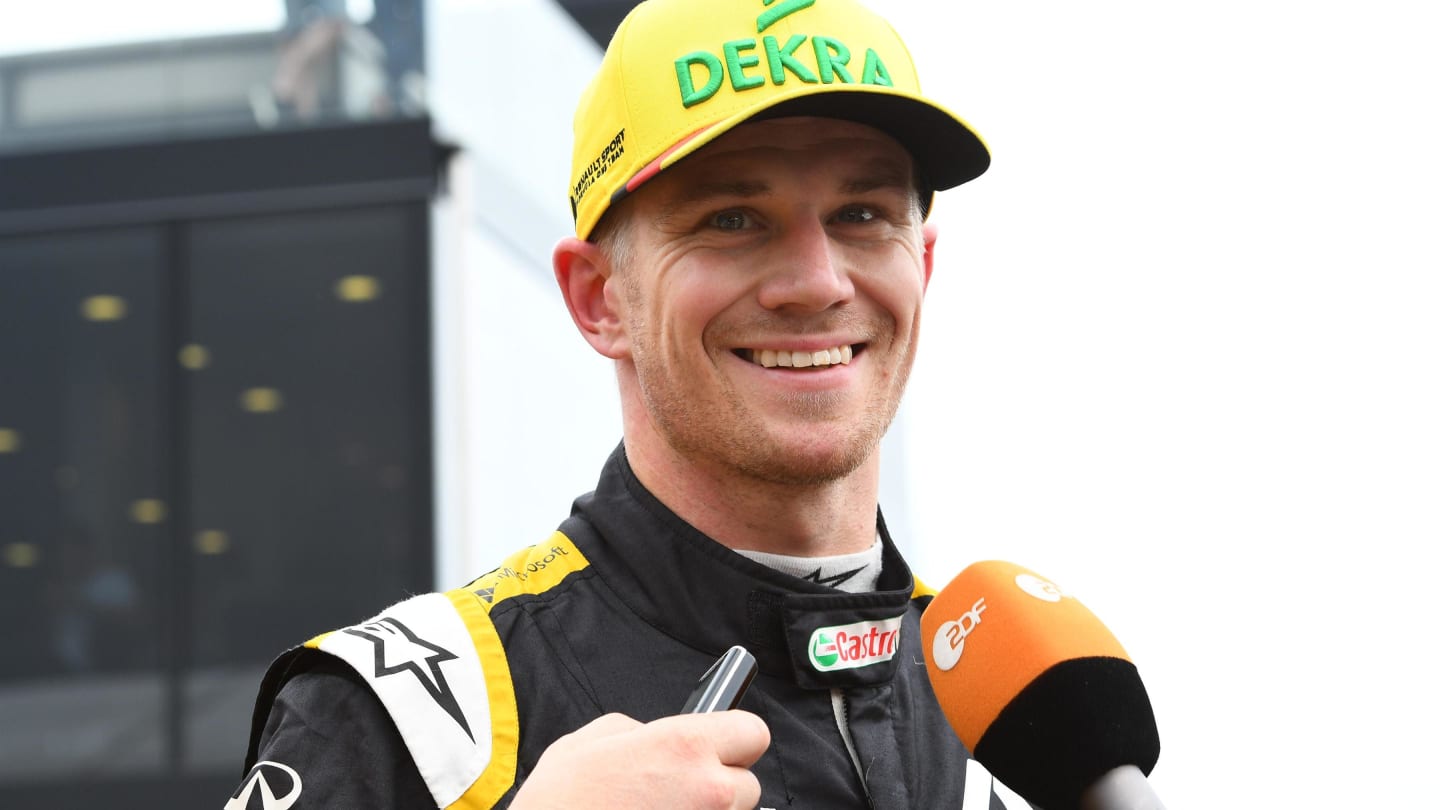 Nico Hulkenberg (GER) Renault Sport F1 Team talks with media at Formula One World Championship,