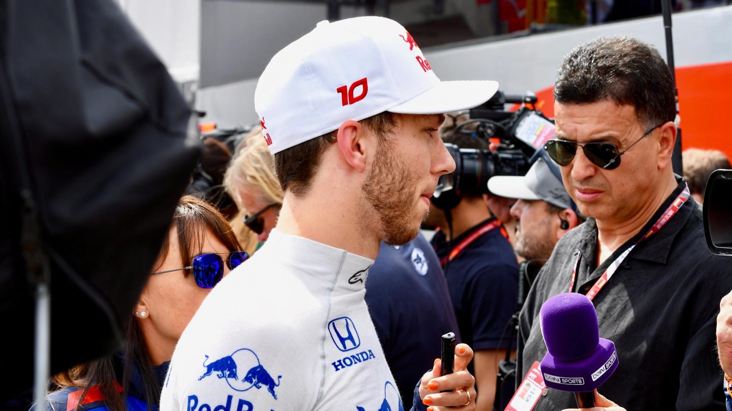 Pierre Gasly (FRA) Scuderia Toro Rosso talks with media at Formula One World Championship, Rd11,