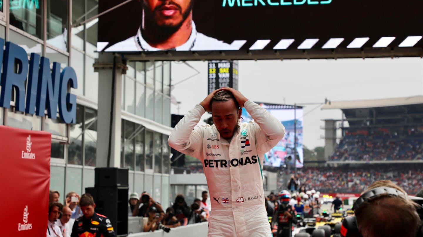 Race winner Lewis Hamilton (GBR) Mercedes-AMG F1 W09 EQ Power+ celebrates in parc ferme at Formula One World Championship, Rd11, German Grand Prix, Race, Hockenheim, Germany, Sunday 22 July 2018. © Jerry Andre/Sutton Images