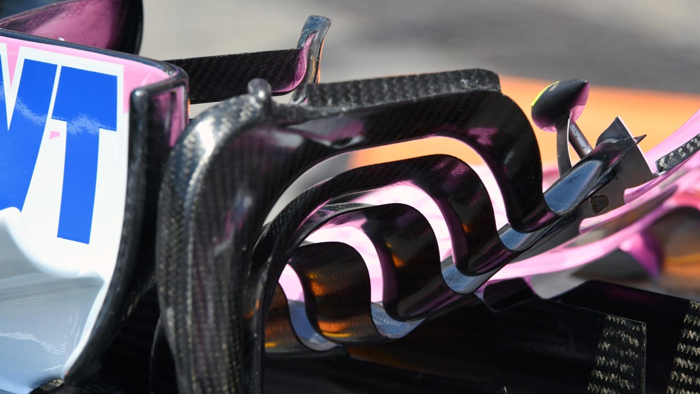 Force India VJM11 front wing detail at Formula One World Championship, Rd11, German Grand Prix, Preparations, Hockenheim, Germany, Thursday 19 July 2018. © Mark Sutton/Sutton Images