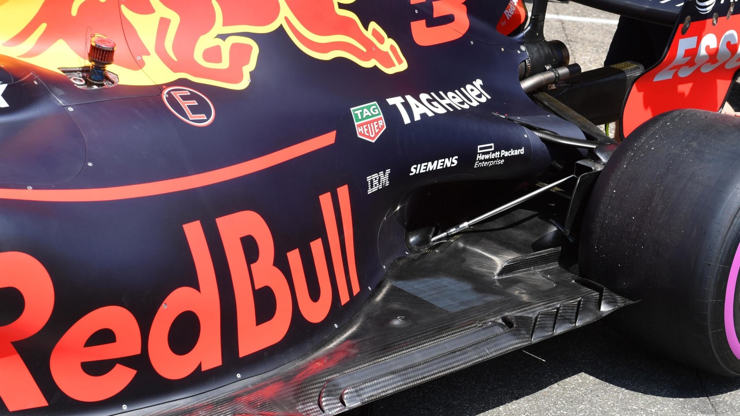 Red Bull Racing RB14 rear floor detail at Formula One World Championship, Rd11, German Grand Prix,