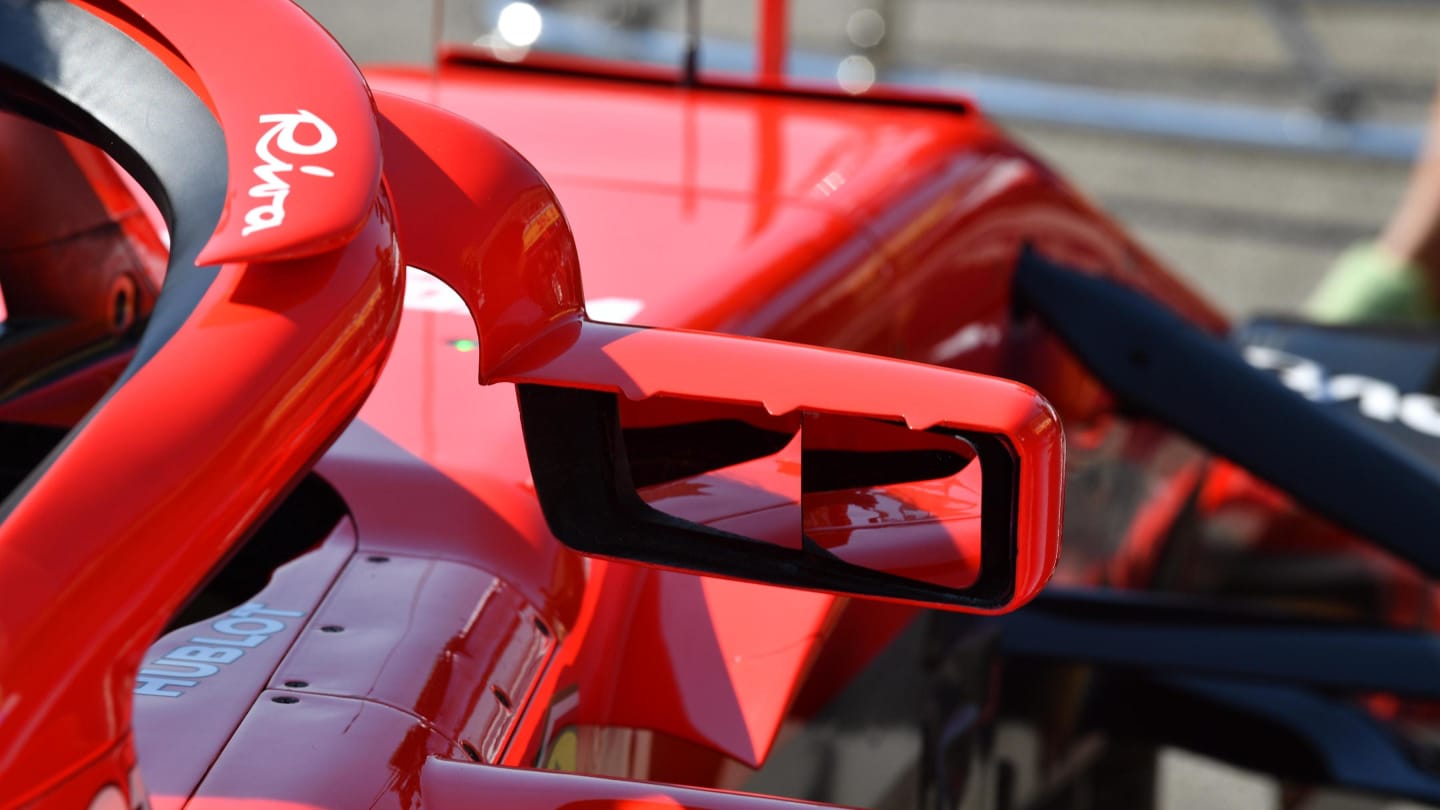 Ferrari SF-71H mirror detail at Formula One World Championship, Rd11, German Grand Prix, Preparations, Hockenheim, Germany, Thursday 19 July 2018. © Mark Sutton/Sutton Images