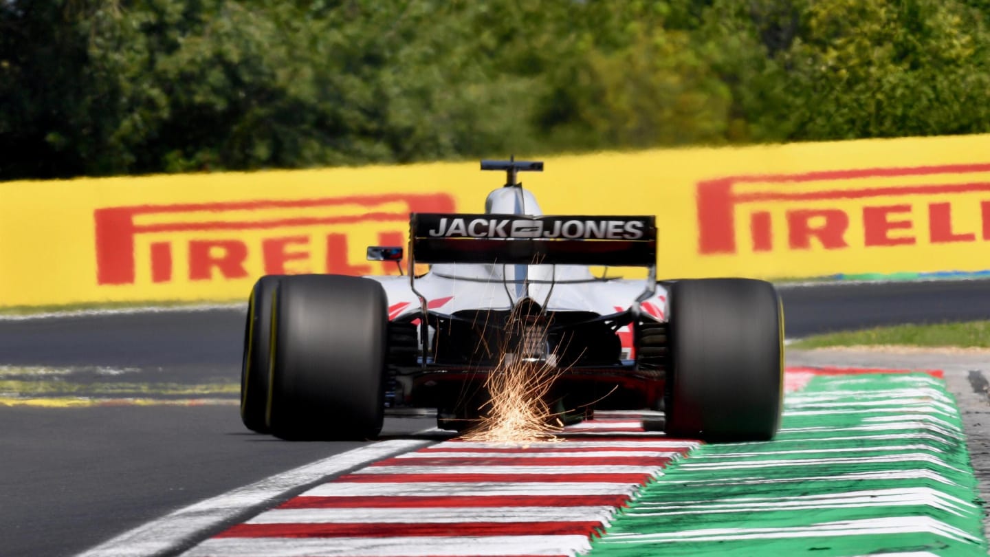 Romain Grosjean (FRA) Haas VF-18 sparks at Formula One World Championship, Rd12, Hungarian Grand