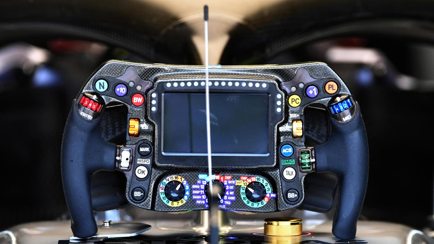 Mercedes-AMG F1 W09 EQ Power+ steering wheel at Formula One World Championship, Rd12, Hungarian Grand Prix, Qualifying, Hungaroring, Hungary, Saturday 28 July 2018. © Mark Sutton/Sutton Images
