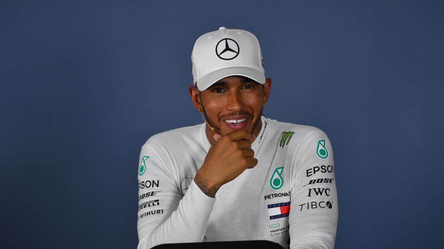 Lewis Hamilton (GBR) Mercedes-AMG F1 in the Press Conference at Formula One World Championship,