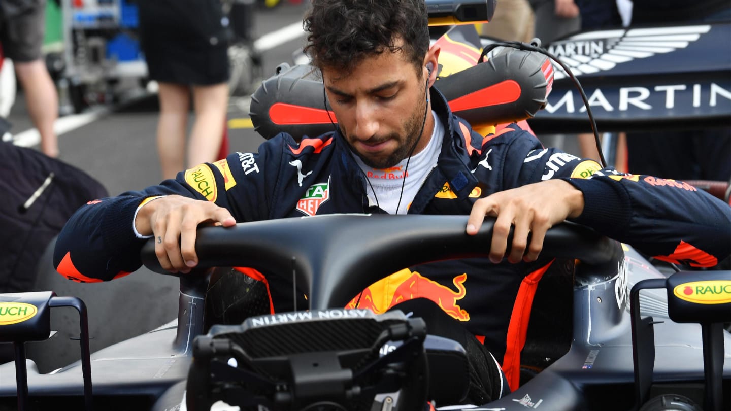 Daniel Ricciardo (AUS) Red Bull Racing RB14 on the grid at Formula One World Championship, Rd12,