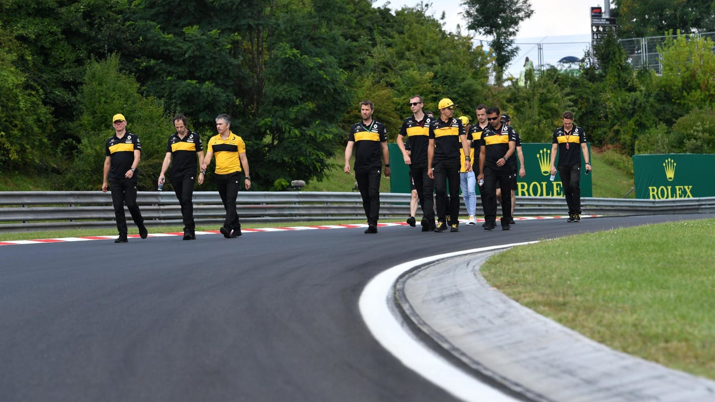 Renault Sport F1 Team walk the track at Formula One World Championship, Rd12, Hungarian Grand Prix, Preparations, Hungaroring, Hungary, Thursday 26 July 2018. © Jerry Andre/Sutton Images
