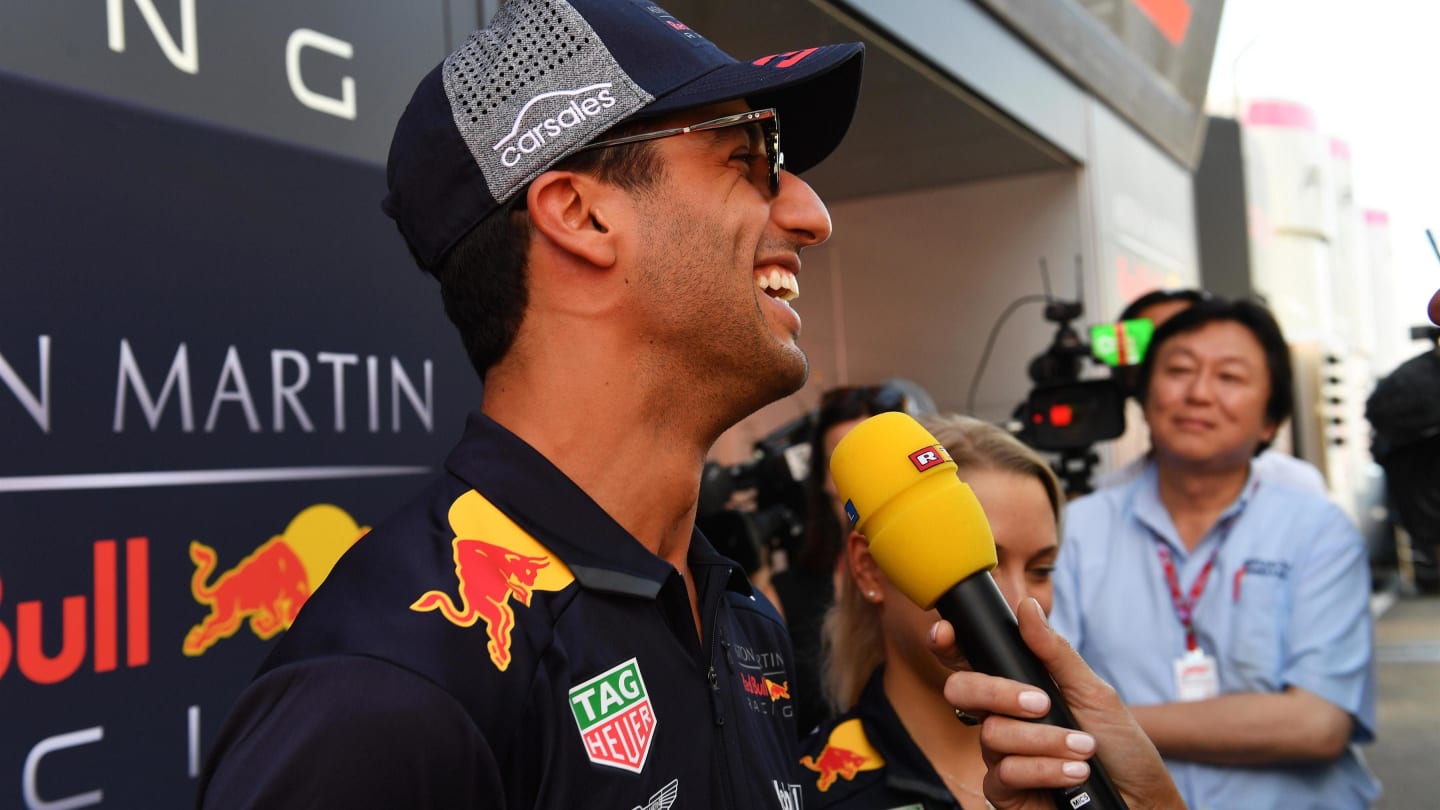 Daniel Ricciardo (AUS) Red Bull Racing talks with the media at Formula One World Championship, Rd12, Hungarian Grand Prix, Preparations, Hungaroring, Hungary, Thursday 26 July 2018. © Mark Sutton/Sutton Images