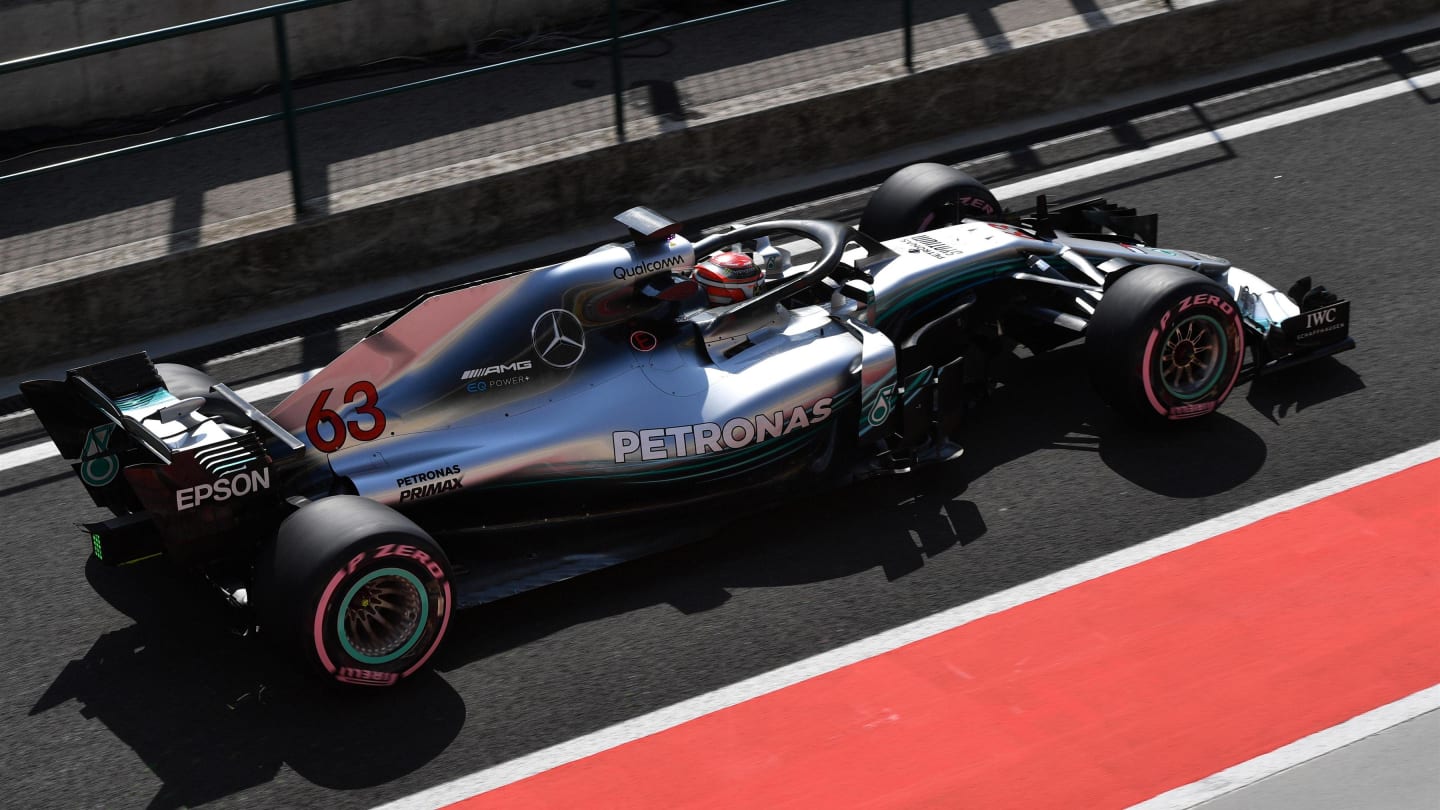 George Russell (GBR) Mercedes-AMG F1 W09 EQ Power+ at Formula One Testing, Day Two, Hungaroring,