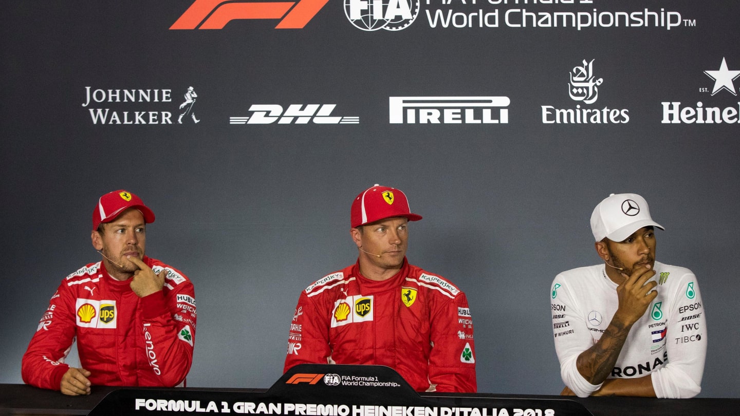 Sebastian Vettel, Ferrari, Kimi Raikkonen, Ferrari and Lewis Hamilton, Mercedes AMG F1 in the Press