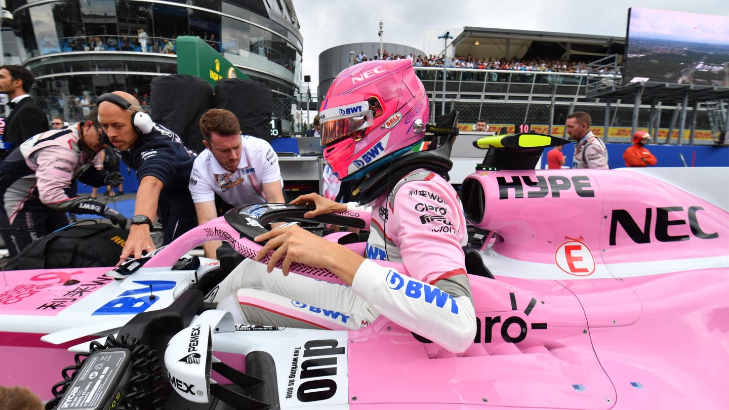 Esteban Ocon, Racing Point Force India VJM11 on the grid at Formula One World Championship, Rd14,