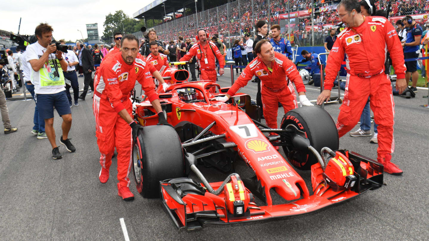 Kimi Raikkonen, Ferrari SF71H on the grid at Formula One World Championship, Rd14, Italian Grand