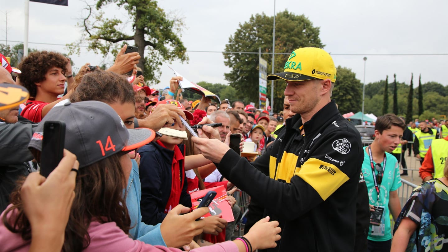 Nico Hulkenberg, Renault Sport F1 Team R.S. 18 signs autographs for the fans at Formula One World Championship, Rd14, Italian Grand Prix, Race, Monza, Italy, Sunday 2 September 2018. © Jerry Andre/Sutton Images