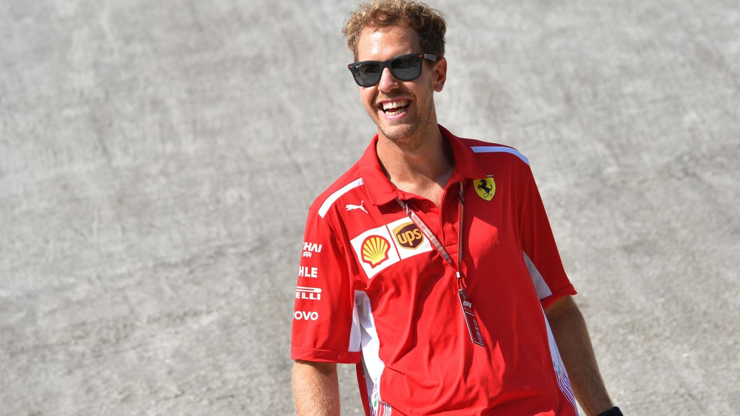Sebastian Vettel, Ferrari on the Monza banking at Formula One World Championship, Rd14, Italian