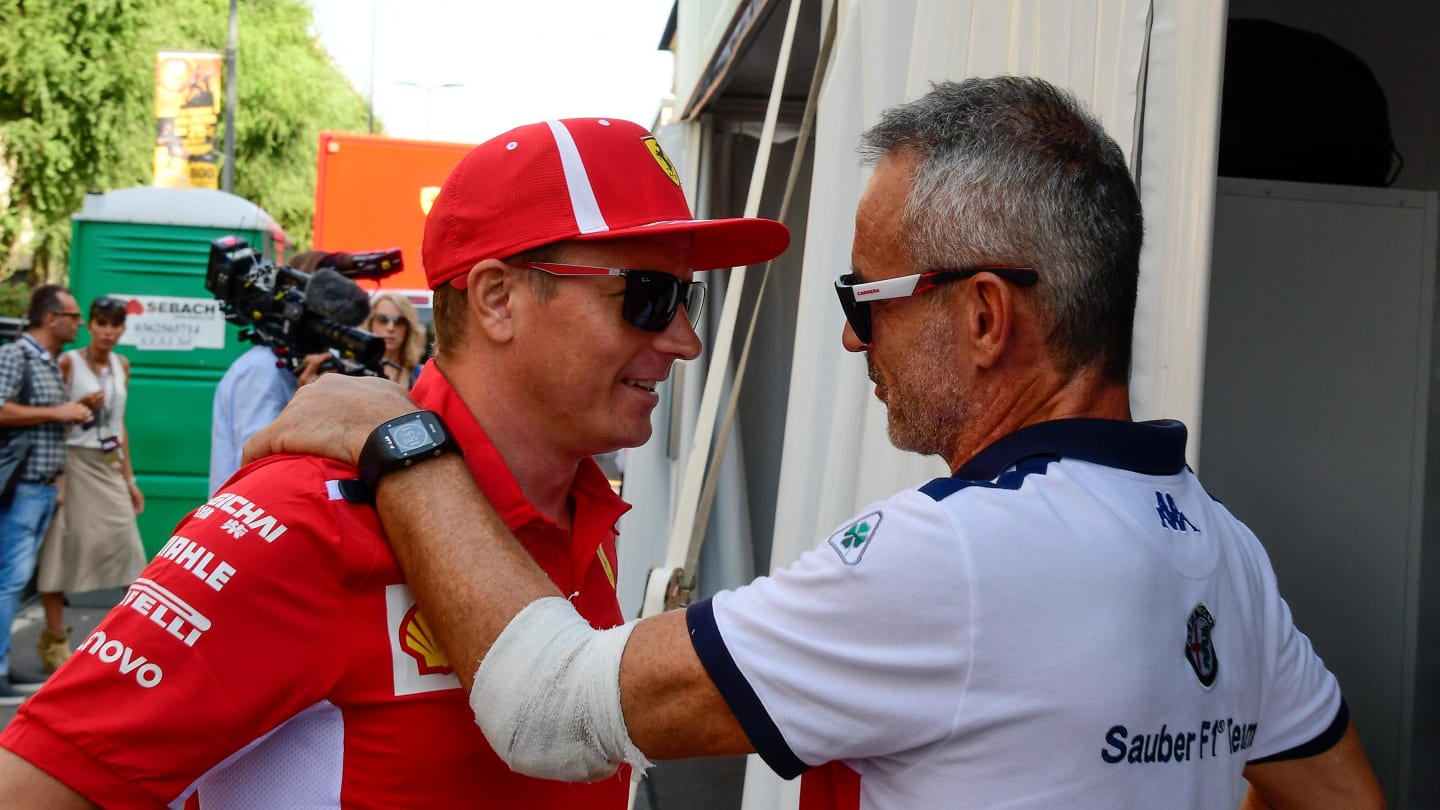 Kimi Raikkonen, Ferrari and Beat Zehnder, Alfa Romeo Sauber F1 Team Manager at Formula One World
