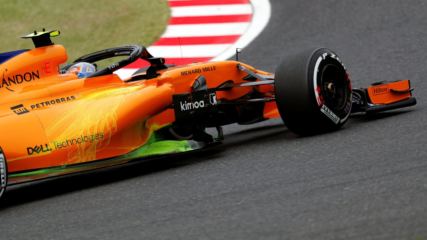 Lando Norris, McLaren MCL33 with aero paint at Formula One World Championship, Rd17, Japanese Grand