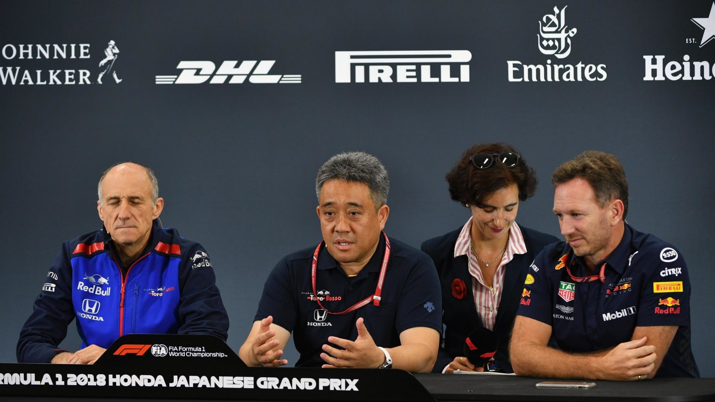 Franz Tost, Scuderia Toro Rosso Team Principal, Toyoharu Tanabe, Honda F1 Technical Director and