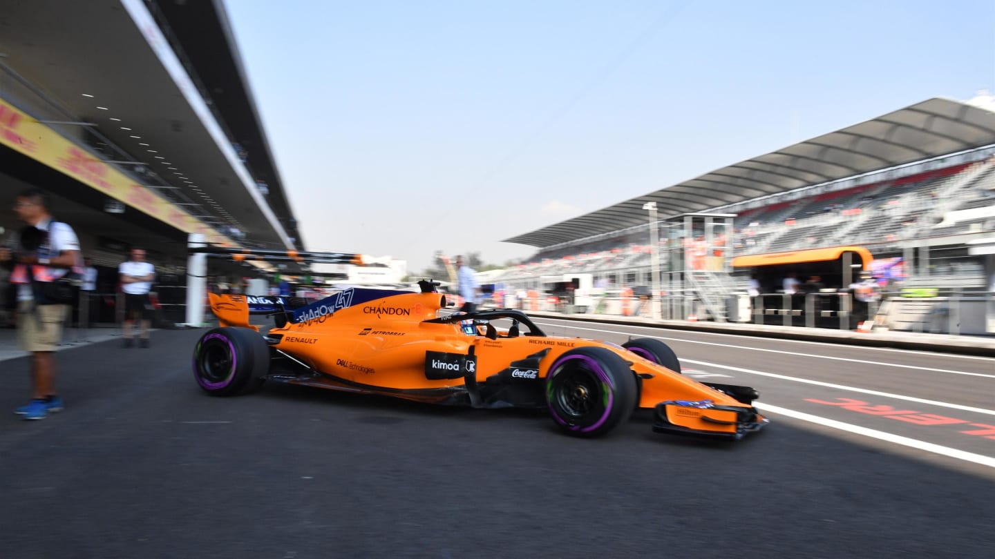 Lando Norris, McLaren MCL33 at Formula One World Championship, Rd19, Mexican Grand Prix, Practice, Circuit Hermanos Rodriguez, Mexico City, Mexico, Friday 26 October 2018.