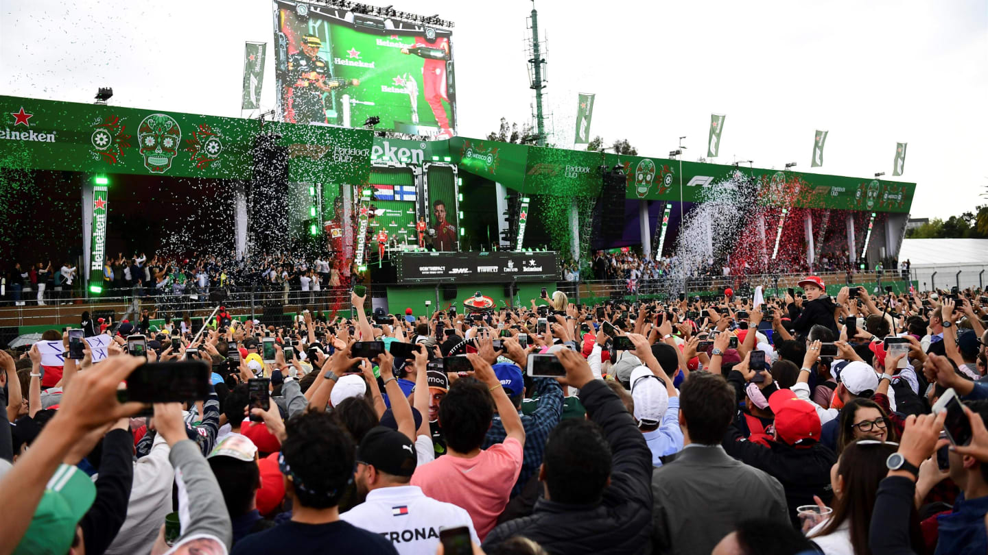 Podium celebrations at Formula One World Championship, Rd19, Mexican Grand Prix, Race, Circuit