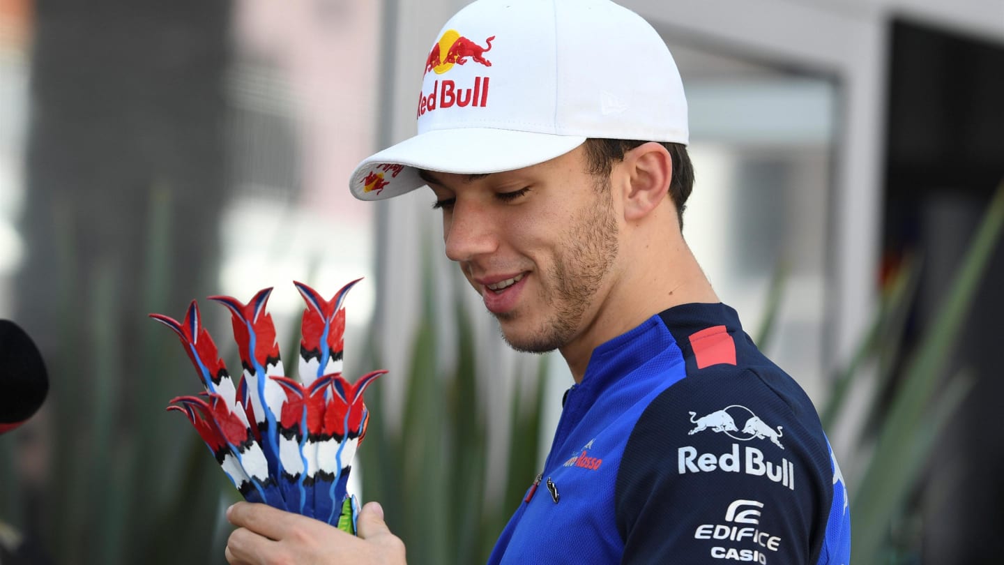 Pierre Gasly, Scuderia Toro Rosso with his Alebrijes sculpture at Formula One World Championship,