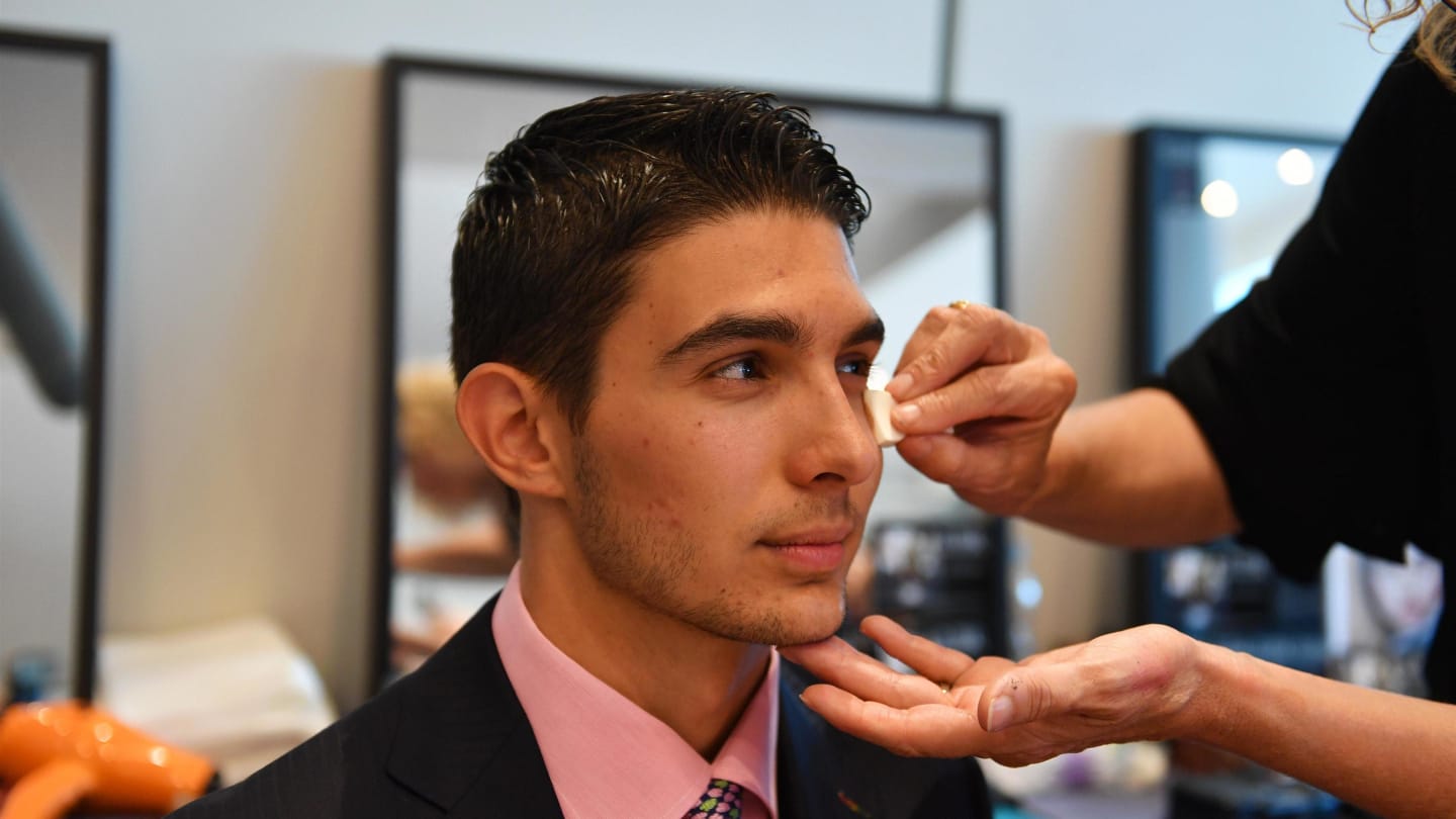 Esteban Ocon (FRA) Force India F1 in make up at Amber Lounge Fasion Show, Le Meridien Beach Plaza Hotel, Monaco, Friday 25 May 2018. © Mark Sutton/Sutton Images