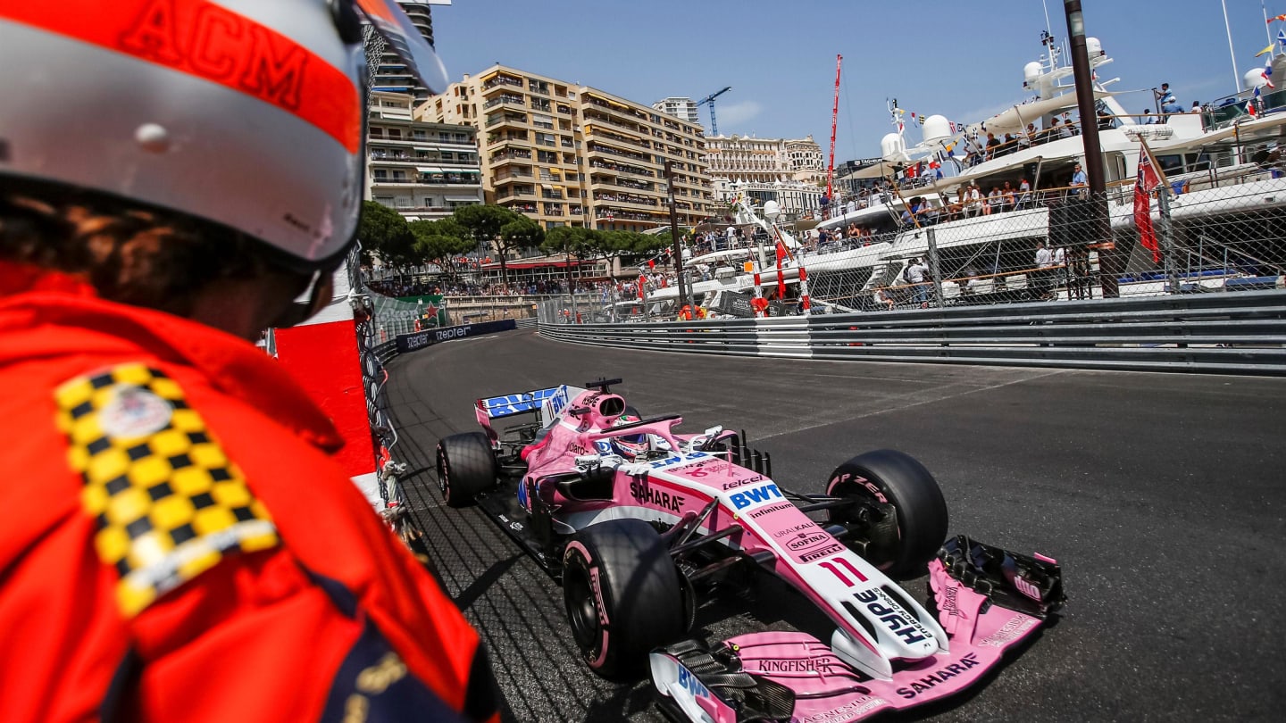 Sergio Perez (MEX) Force India VJM11 at Formula One World Championship, Rd6, Monaco Grand Prix, Qualifying, Monte-Carlo, Monaco, Saturday 26 May 2018. © Manuel Goria/Sutton Images