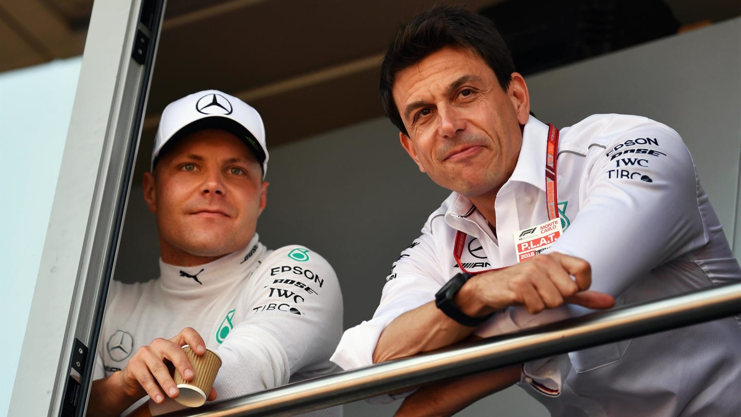 Valtteri Bottas (FIN) Mercedes-AMG F1 and Toto Wolff (AUT) Mercedes AMG F1 Director of Motorsport