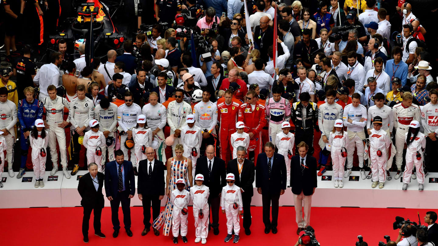 National Anthem is observed on the grid at Formula One World Championship, Rd6, Monaco Grand Prix,