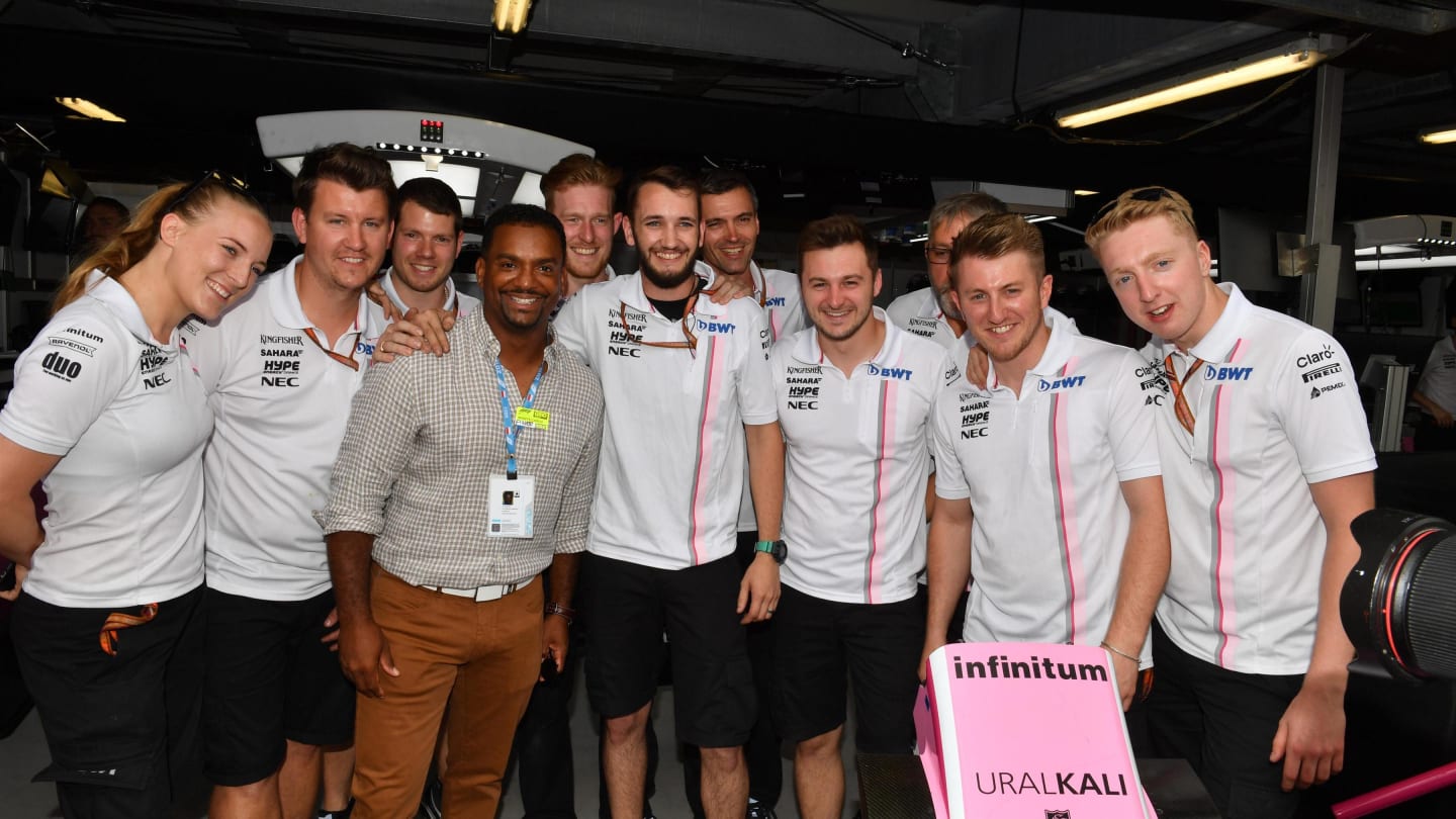 Alfonso Ribeiro (USA) with Force India F1 at Formula One World Championship, Rd6, Monaco Grand Prix, Race, Monte-Carlo, Monaco, Sunday 27 May 2018. © Mark Sutton/Sutton Images
