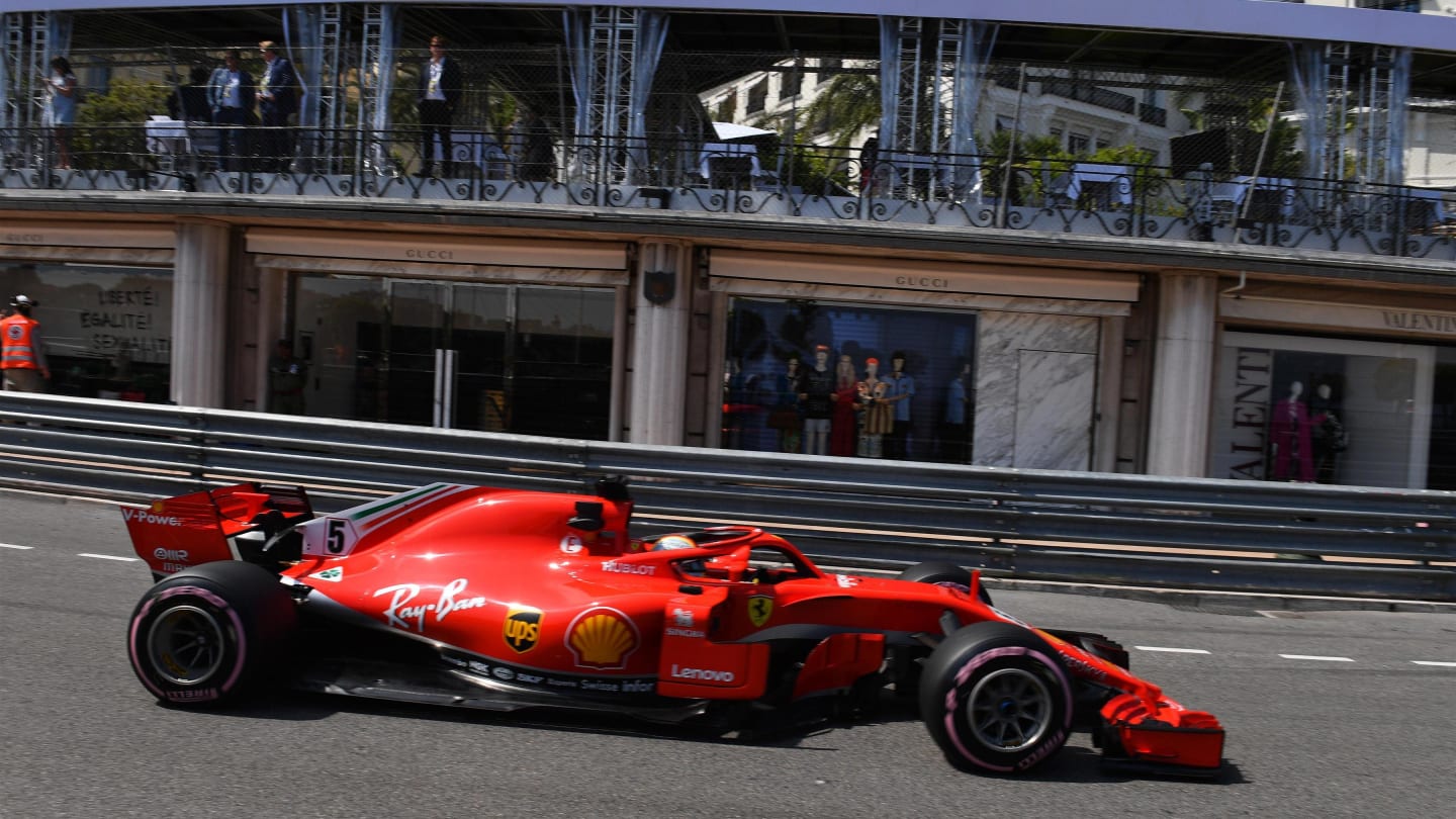 Sebastian Vettel (GER) Ferrari SF-71H at Formula One World Championship, Rd6, Monaco Grand Prix, Practice, Monte-Carlo, Monaco, Thursday 24 May 2018. © Mark Sutton/Sutton Images
