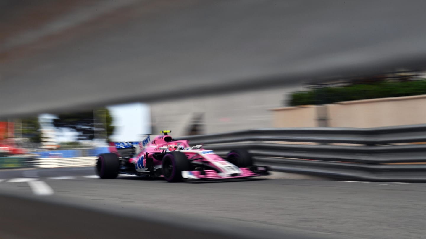 Esteban Ocon (FRA) Force India VJM11 at Formula One World Championship, Rd6, Monaco Grand Prix, Practice, Monte-Carlo, Monaco, Thursday 24 May 2018. © Mark Sutton/Sutton Images