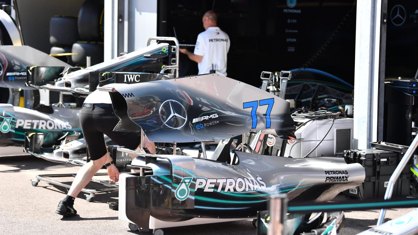 Mercedes-AMG F1 W09 EQ Power+ bodywork at Formula One World Championship, Rd6, Monaco Grand Prix, Preparations, Monte-Carlo, Monaco, Wednesday 23 May 2018. © Mark Sutton/Sutton Images