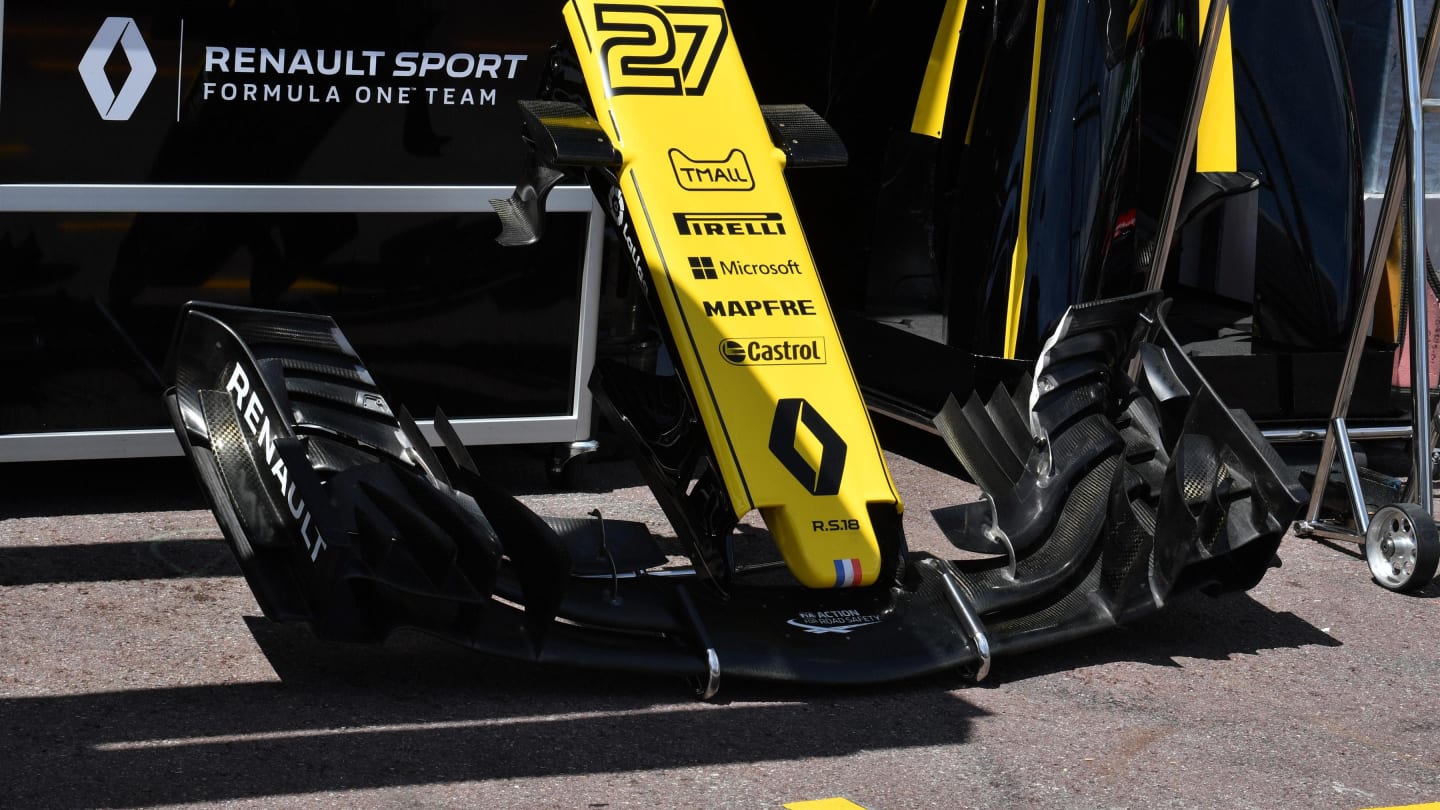 Renault Sport F1 Team RS18 nose and front wing at Formula One World Championship, Rd6, Monaco Grand