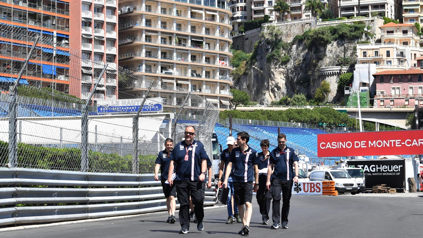 Force India F1 walk the track at Formula One World Championship, Rd6, Monaco Grand Prix, Preparations, Monte-Carlo, Monaco, Wednesday 23 May 2018. © Jerry Andre/Sutton Images