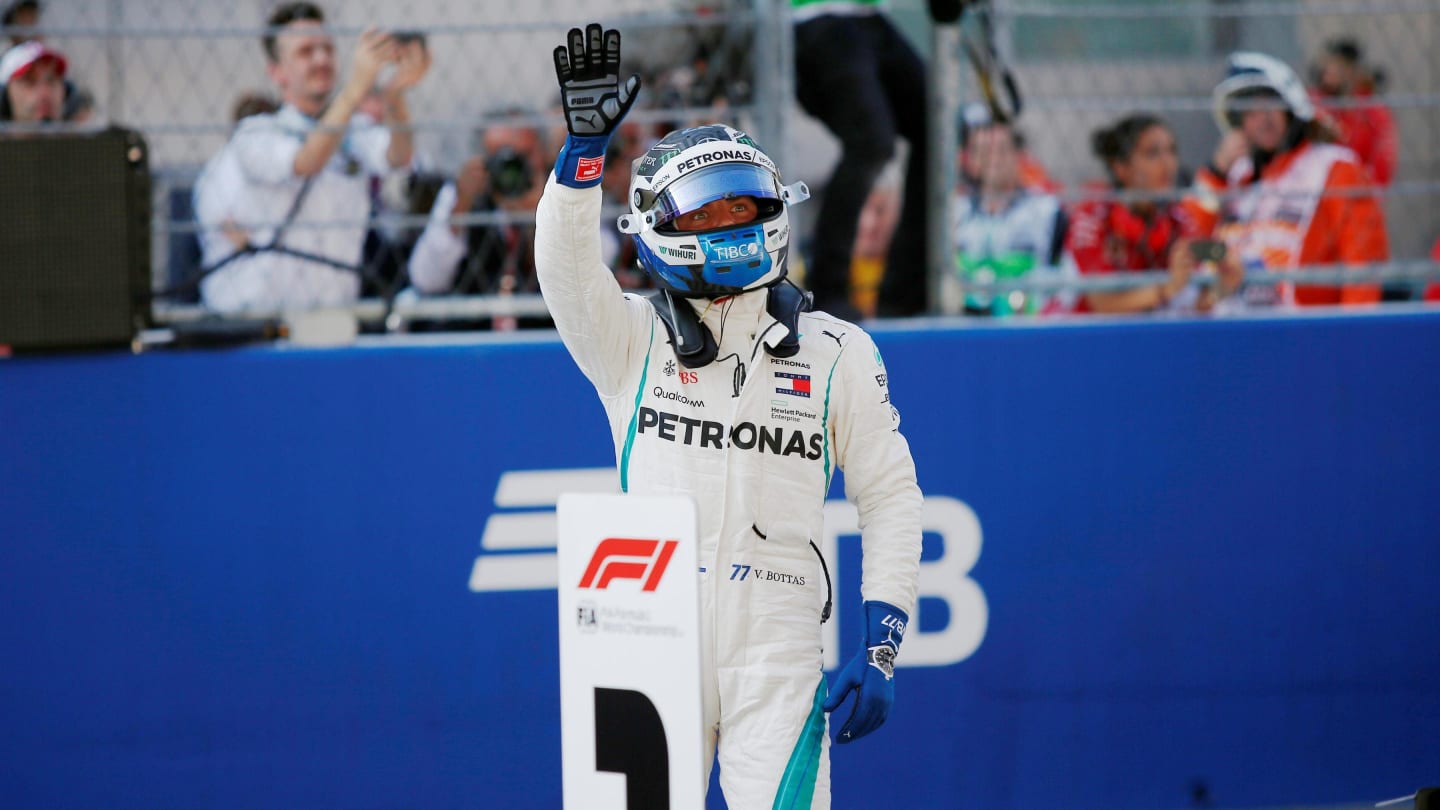 Valtteri Bottas, Mercedes AMG F1 celebrates in parc ferme at Formula One World Championship, Rd16,