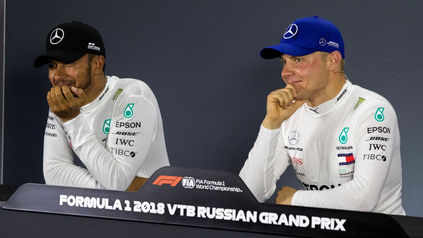 Lewis Hamilton, Mercedes AMG F1 and Valtteri Bottas, Mercedes AMG F1 in Press Conference at Formula