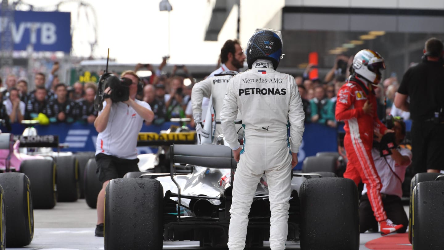 Valtteri Bottas, Mercedes-AMG F1 W09 EQ Power+ in parc ferme at Formula One World Championship,