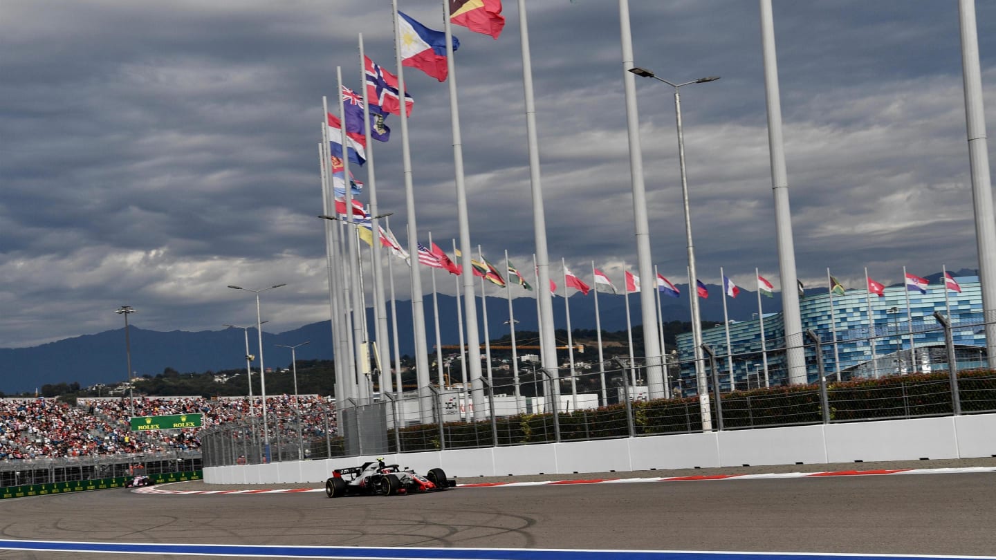 Kevin Magnussen, Haas F1 Team VF-18 at Formula One World Championship, Rd16, Russian Grand Prix, Race, Sochi Autodrom, Sochi, Krasnodar Krai, Russia, Sunday 30 September 2018.