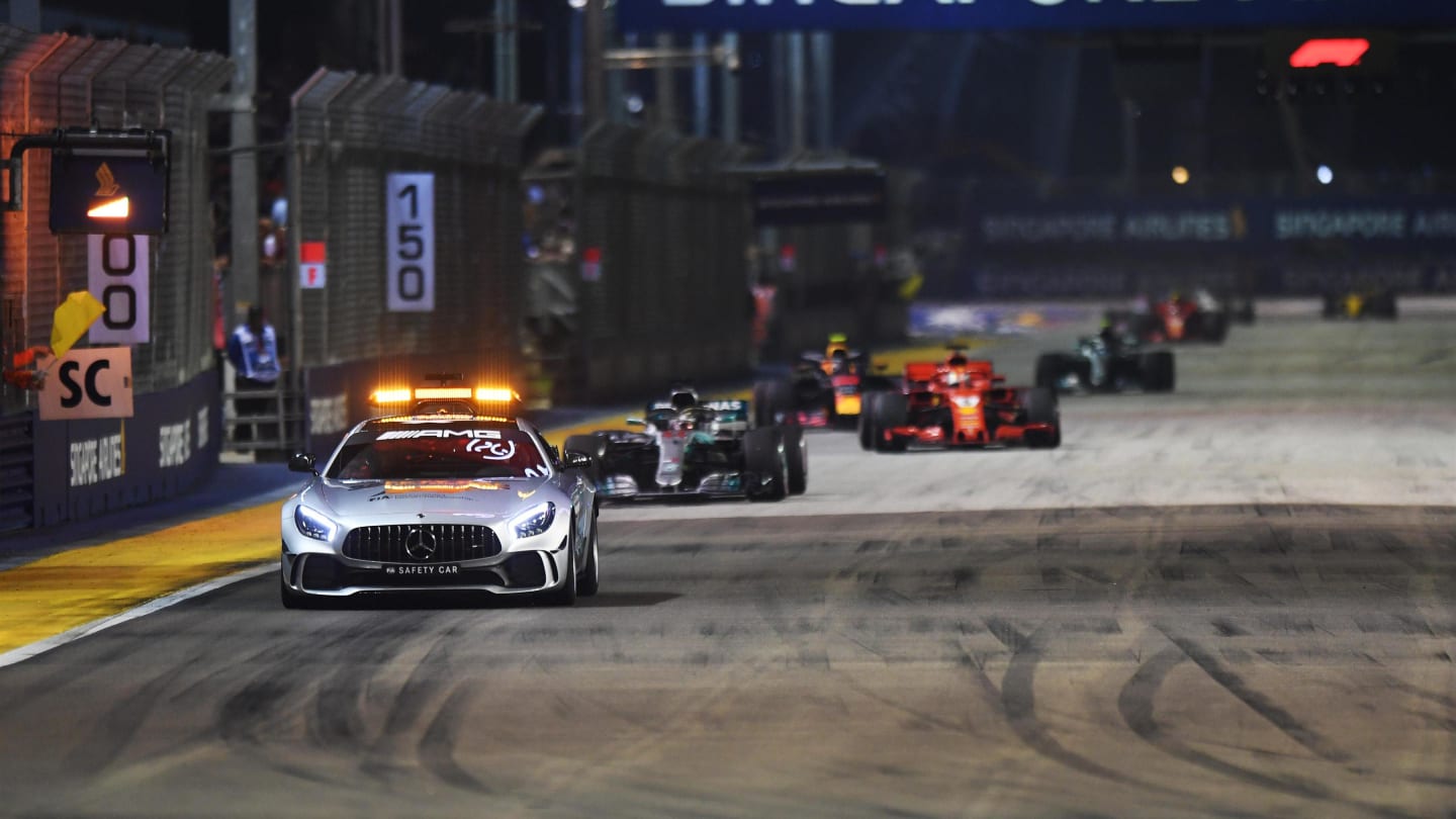 Safety Car leads Lewis Hamilton, Mercedes AMG F1 W09 EQ Power+ at Formula One World Championship,