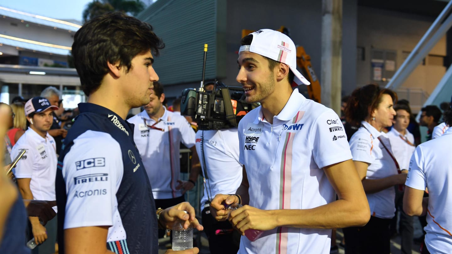 Lance Stroll, Williams Racing and Esteban Ocon, Racing Point Force India F1 Team on the drivers