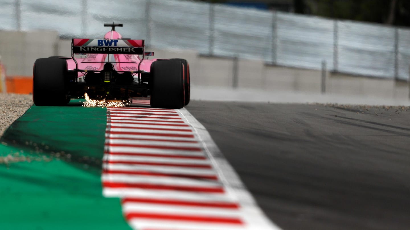 Sergio Perez (MEX) Force India VJM11 sparks at Formula One World Championship, Rd5, Spanish Grand Prix, Qualifying, Barcelona, Spain, Saturday 12 May 2018. © Manuel Goria/Sutton Images